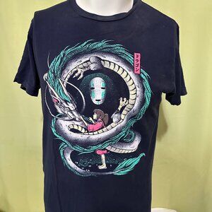 Spirited Away Chihiro Haku Kaonashi Men's Blue T Shirt Medium Tultex